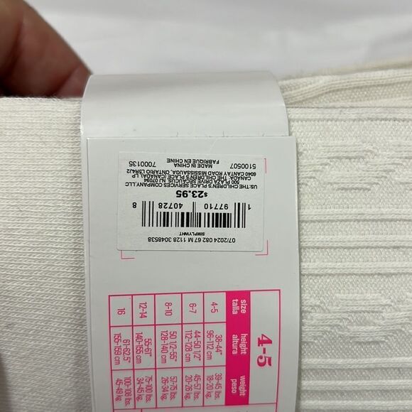 The Children's Place Girls Cable Knit Tights 2-Pack -simply white NWT size 4-5 - Picture 8 of 8